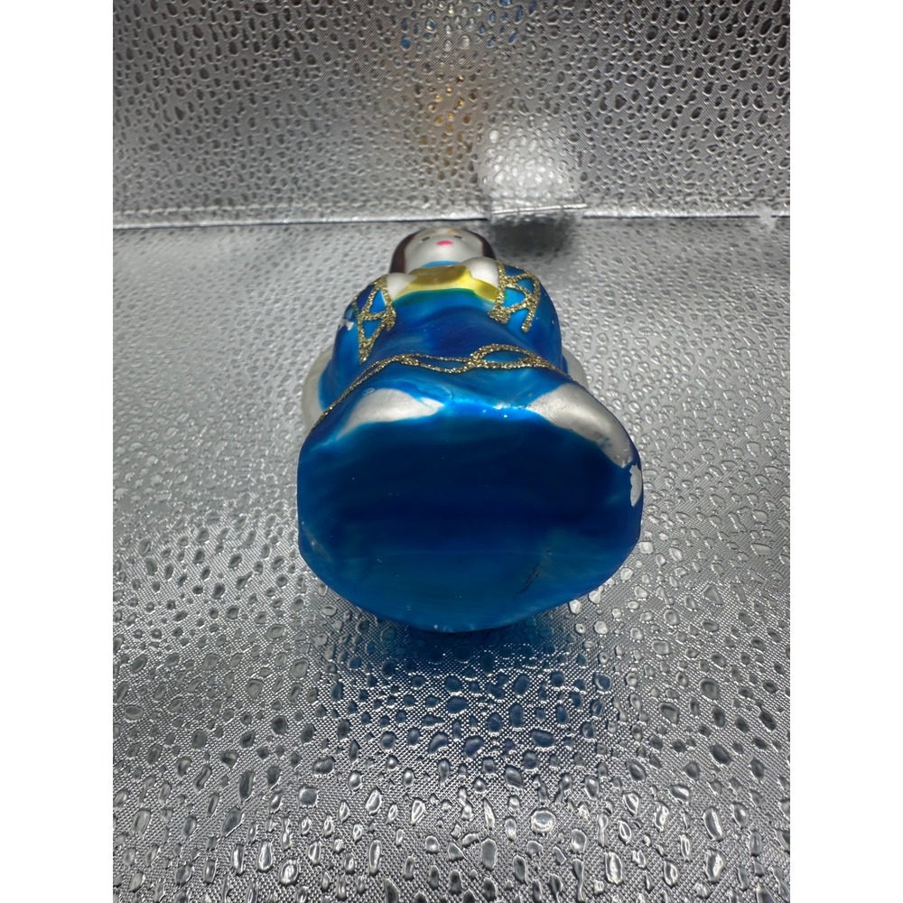 Vintage Blown Glass Angel Ornament Blue Robe Gold Glitter Wings Christmas - Picture 6 of 10